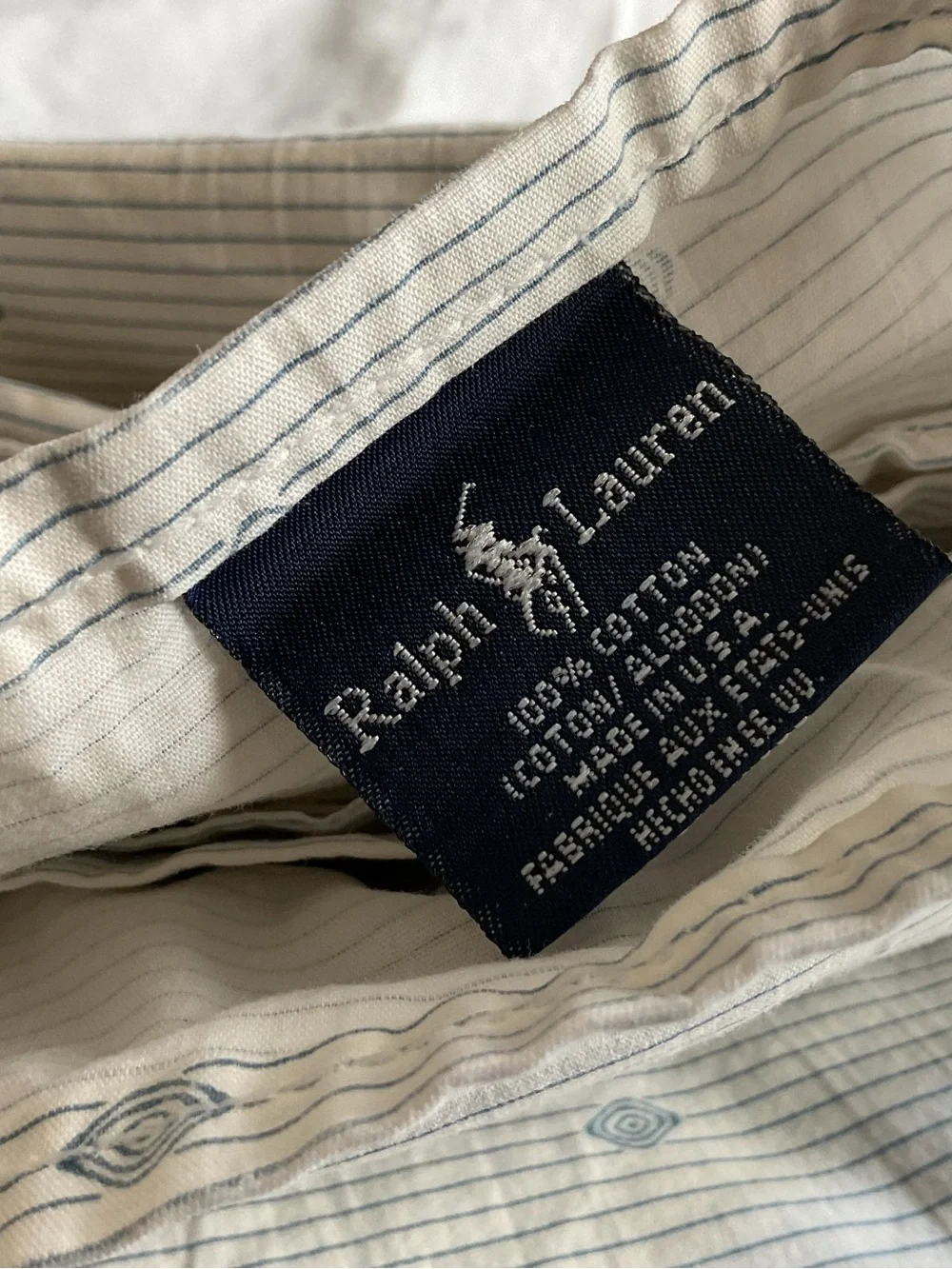 Ralph Lauren FOLKSTONE White Blue Diamond Full Flat Sheet - Vintage